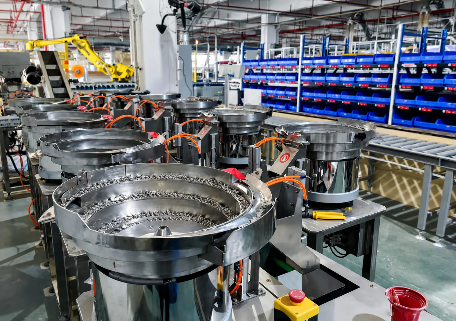 Vibratory bowls feeding small metal components